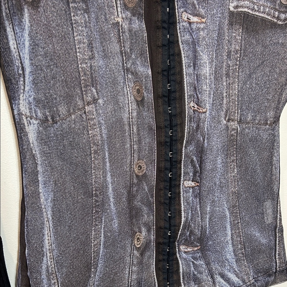 Jean Paul Gaultier x Y/Project trompe l'oeil sheer denim top - Picture 2 of 8